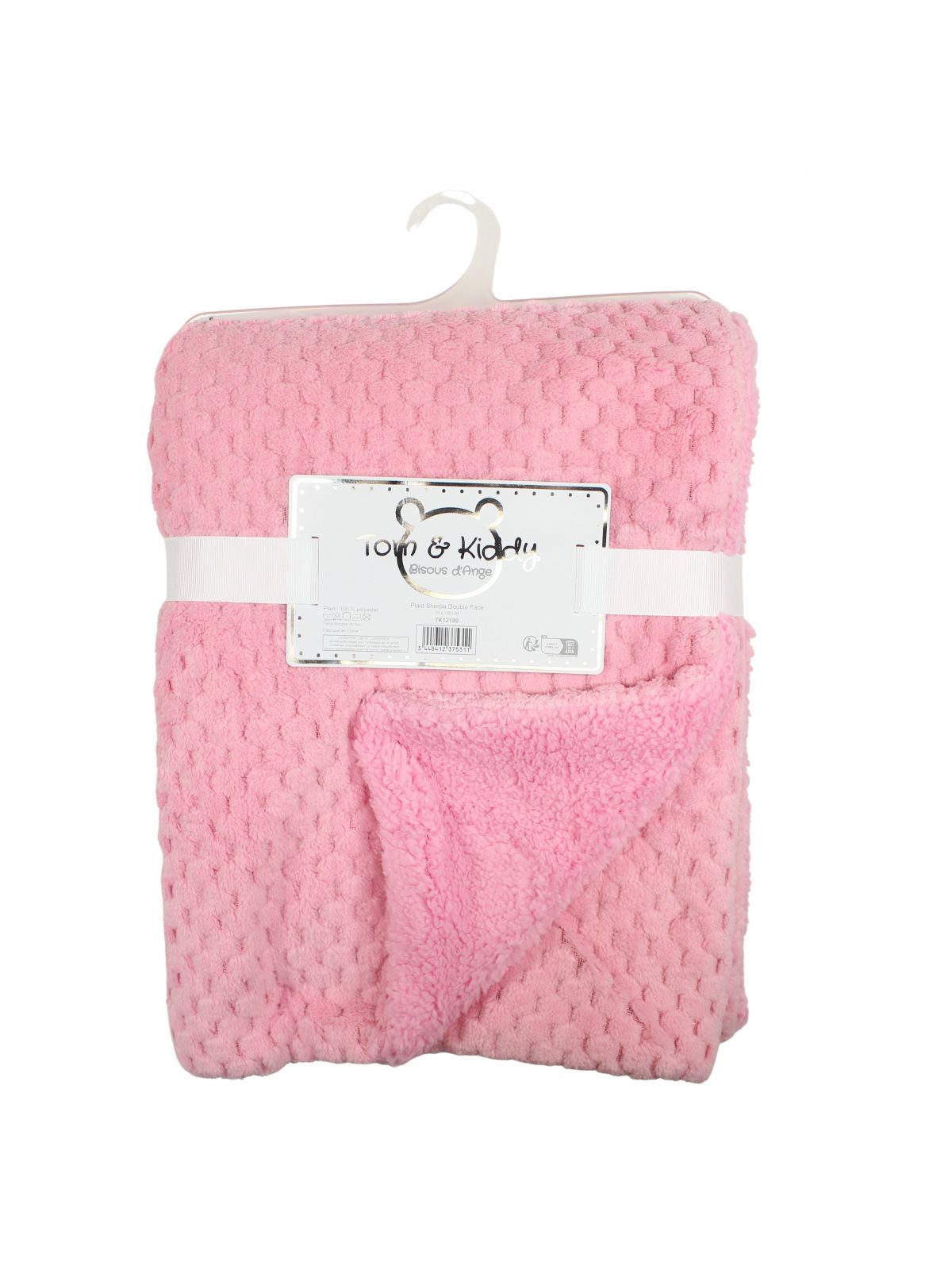 Doudou biche rose blanche fleurs couverture plaid TOM & KIDDY TOMKIDS