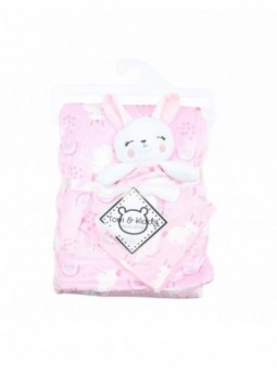 Plaid polaire lapin arc en ciel grisTom Kids