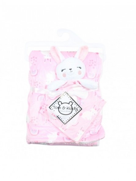 Plaid polaire lapin arc en ciel grisTom Kids