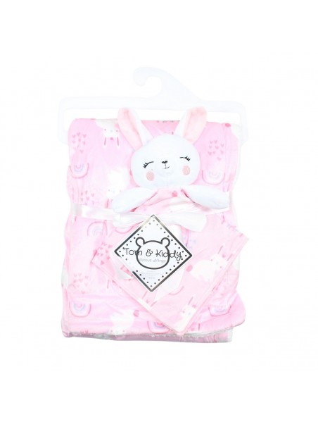 Plaid polaire lapin arc en ciel grisTom Kids