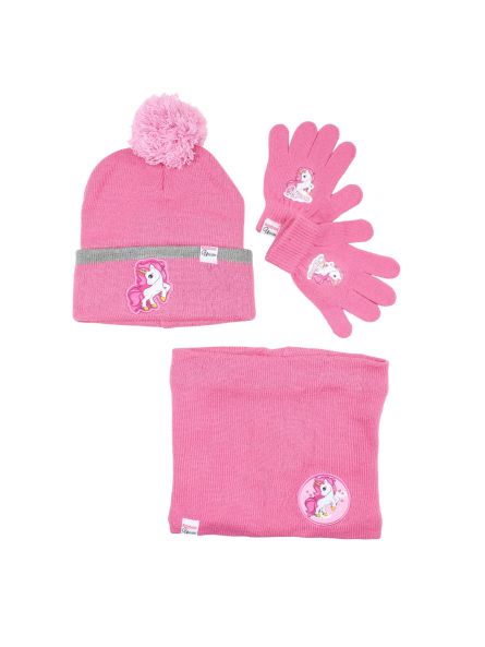 Unicornio Niña Snood Guantes Sombrero