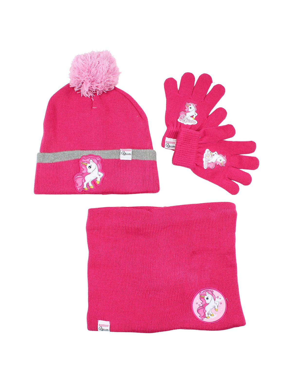 Einhorn-Mädchen-Snood-Handschuhe-Mütze