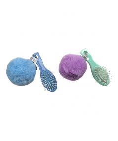 Frozen brush key ring display with pompom