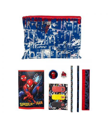 Spiderman pencil case and stationery set