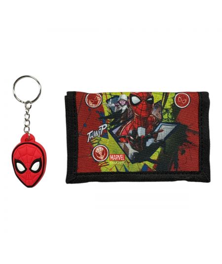 Conjunto de cartera y llavero de Spiderman